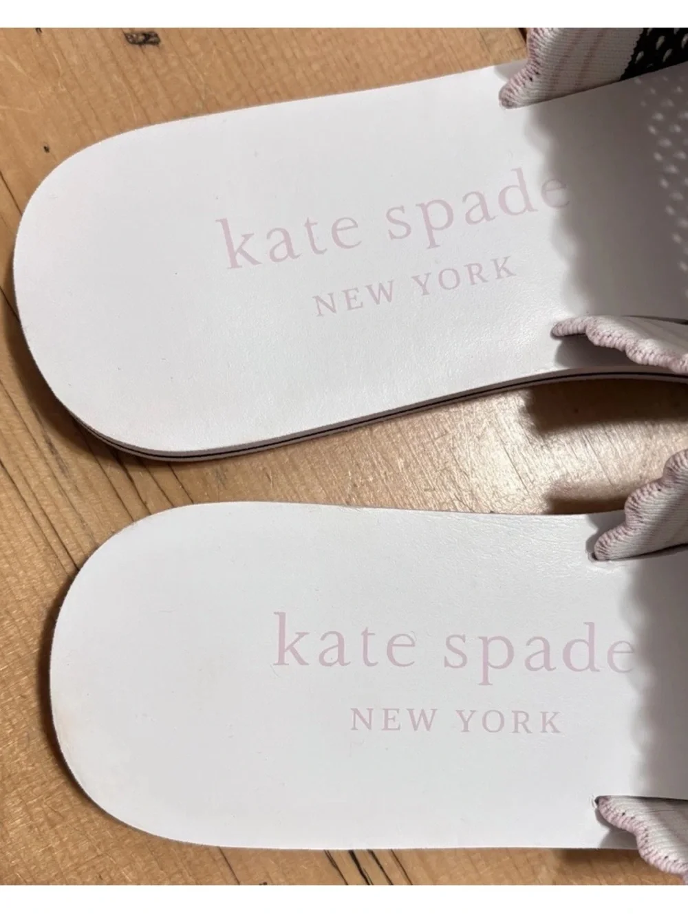 Kate Spade NY Festival Slide Sandal - 8.5 White Black Pink Knit Fabric